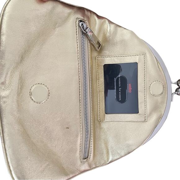 Hobo International Gold Leather Foldover Clutch Purse Handbag - Picture 2 of 10